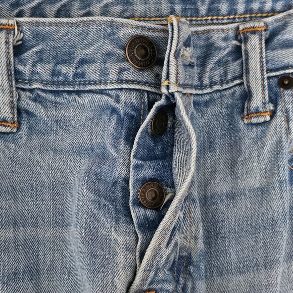 Abercrombie & Fitch Y2K Denim Distressed Button Fly Cotton Jeans 36x32 - Picture 7 of 10